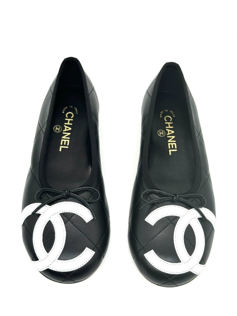 CHANEL 26M Coco Beach Lambskin Leather CC Cambon Bow Ballerina Ballet Flats - Picture 1 of 15